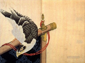 Katsushika Hokusai Painting - hawk on a ceremonial stand Katsushika Hokusai Ukiyoe
